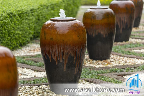 طراحی آبنما به صورت فواره کوچک در گلدان طراحی آبنما به صورت فواره کوچک در گلدان