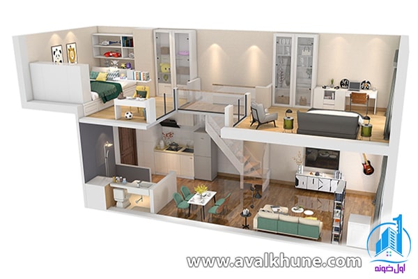 لابی طبقه اول ویلا دوبلکس