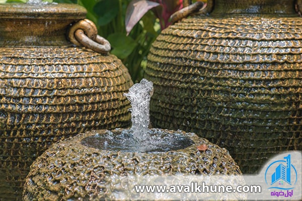طراحی آبنما با مجموعهای از ظروف طراحی آبنما با مجموعهای از ظروف