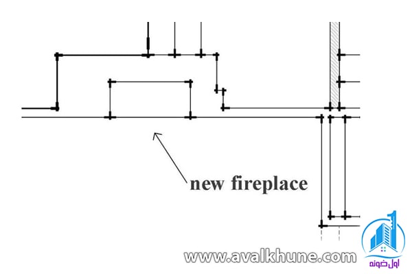 نمونهای از پلان شومینه در ویلا