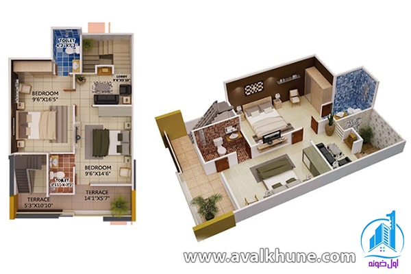 پلان طبقه اول ویلا دوبلکس