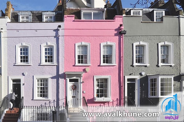 خانههای پاستلی، لندن، انگلستان خانههای پاستلی، لندن، انگلستان